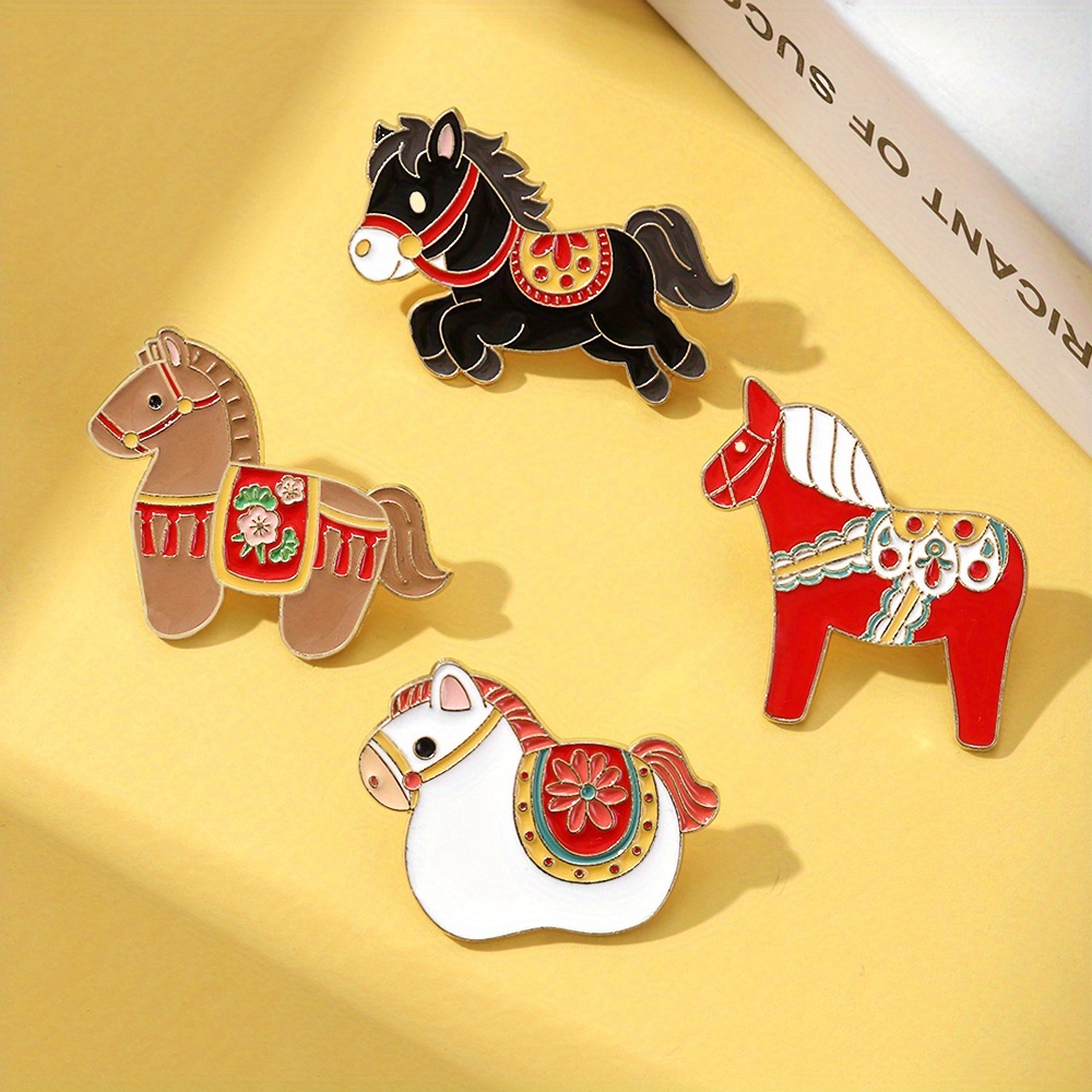 Vintage Horse Enamel Brooch, Cute National Style Accessory